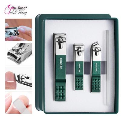 Stainless Steel Anti-Splash Nail Clipper Set with Scissors & Glass File