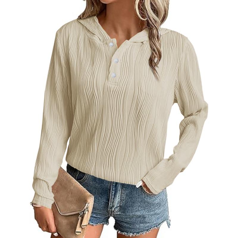 Autumn Solid Color Hooded Sweatshirt Jacket Casual Drop Shoulder Top