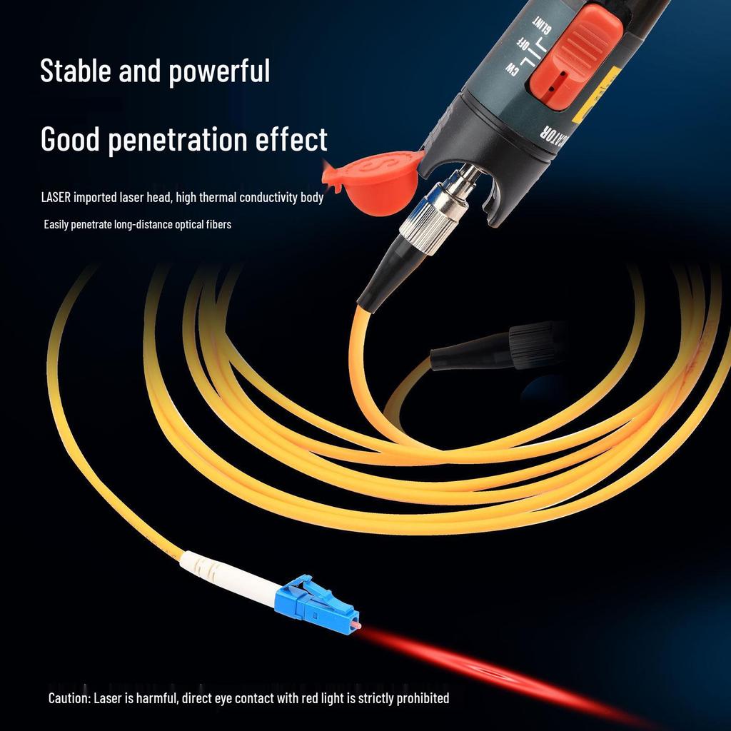 10mW Glasfaser Rotlicht Teststift - 10km Reichweite, Metall, Stiftform