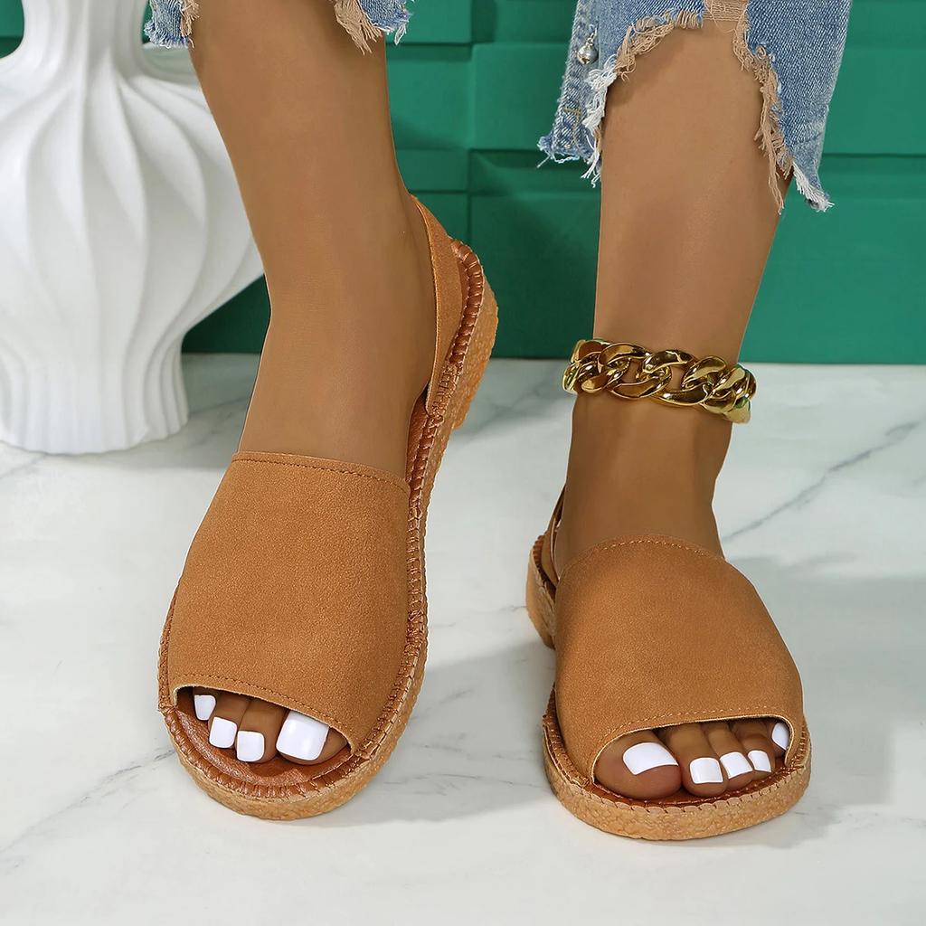 2025 New Summer Women Shoes Female Hot Sale Buckle Strap Women Sandals Casual Sandals Women New Peep Toe Flat Sandals