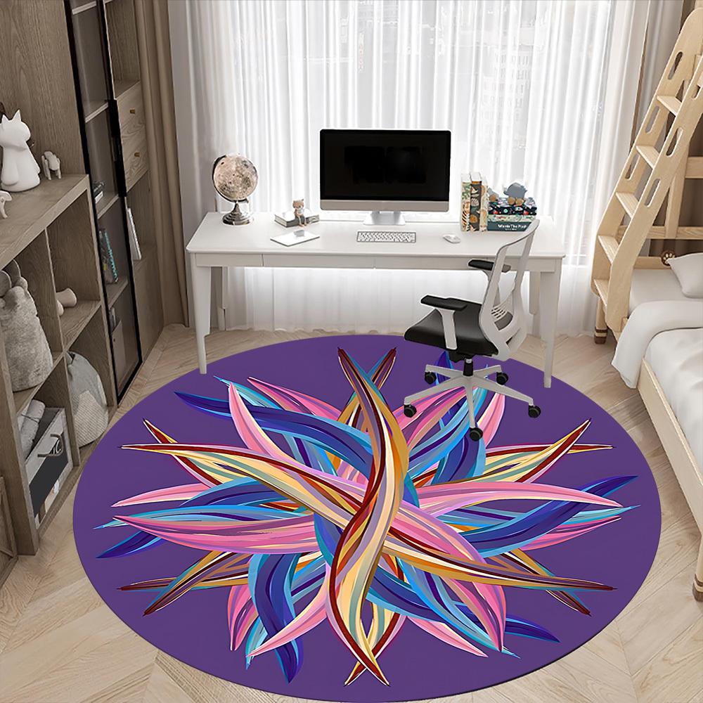 1pc Floral Mandala Office Round Rug, Non-slip, Soft and Durable Office Rug for Interior Decoration, Perfect for Office, Beautiful Decoration yy2603230