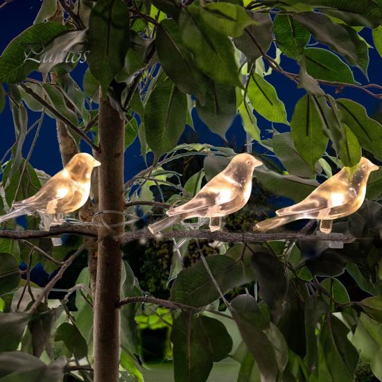 Solar String Lights for Yard Bird Lights, Outdoor Waterproof Garden Light, Warm Patio Glow LED Light Balcony Lawn Decor