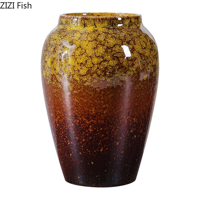 Retro Painted Ceramic Vase Classical Porcelain Plant Pots Table Decoration Flower Arrangement Floral Vases Room Aesthetic Decor