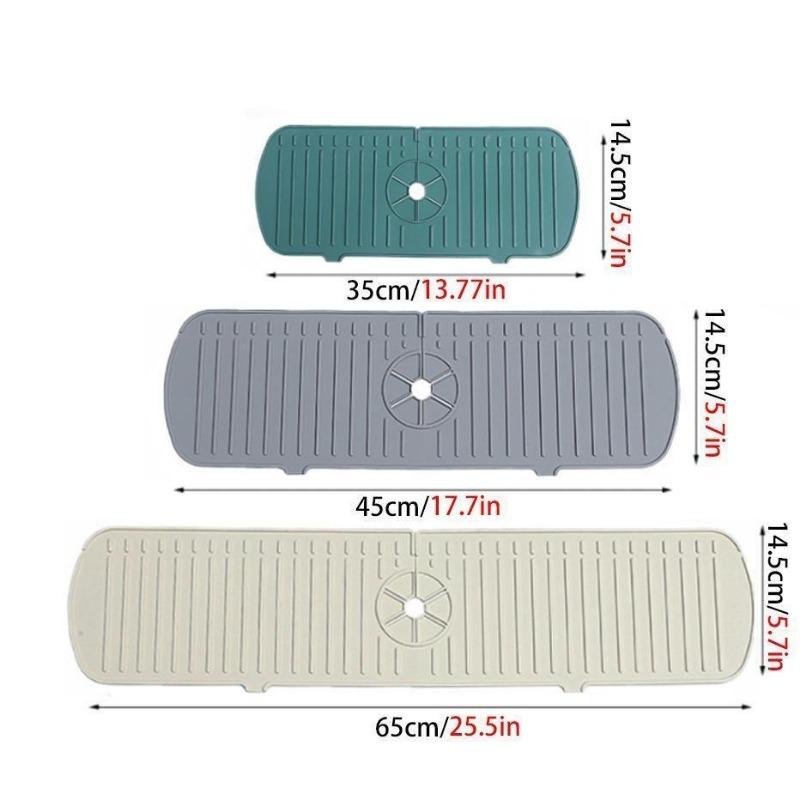 Silicone Faucet Mat Water Ripples Kitchen Faucet Water Catcher Mat Large Sink Splash Pad Countertop Protector Bathroom