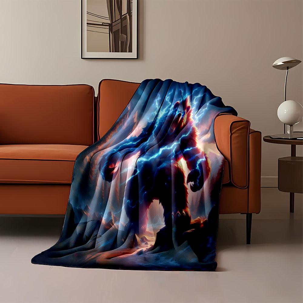 Electric Storm Bear print blanket soft and cozy perfect for the living room bed sofa or a nap,gift