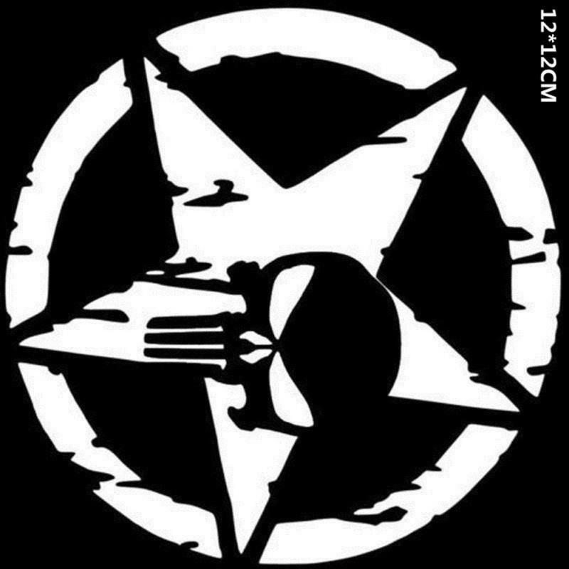 Reflective Car Sticker Pentagram Punisher Skull Pattern Waterproof Decals Motorcycle Accessoriess