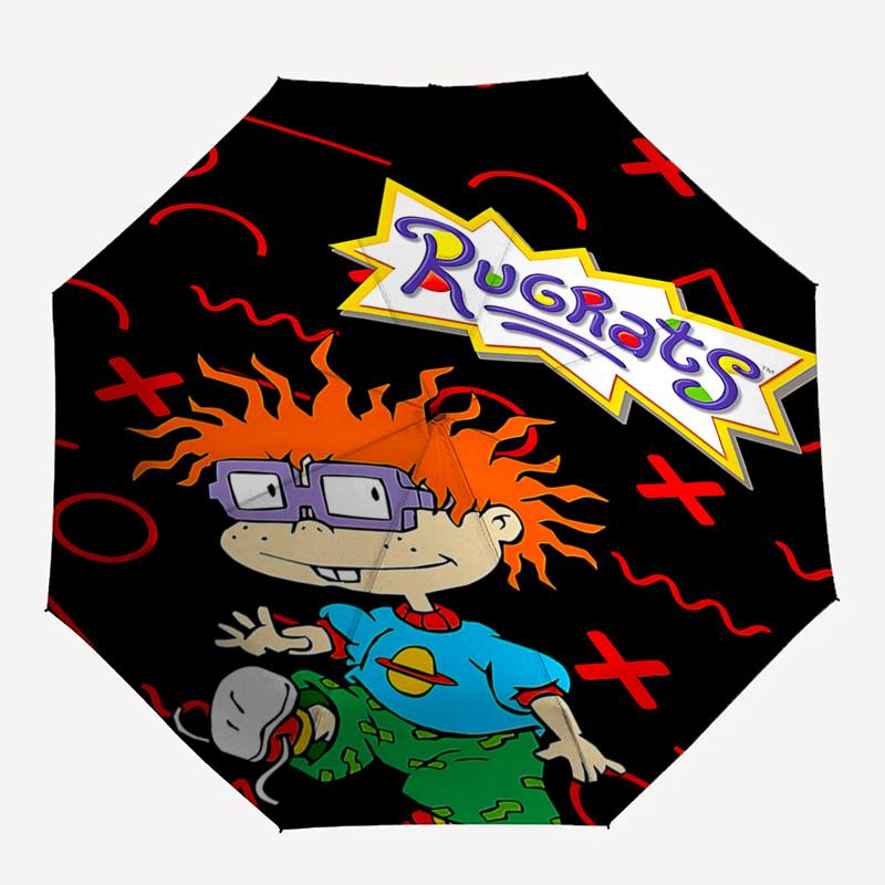 Rugrats Inspired Automatic Opening/Closing Umbrella Portable 3 Fold Design with 8 Bone Steel Frame, Perfect for Fans, Travelers, and Daily U
