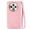 For Oppo Reno12 F 5G Zipper Wallet Case with Strap Flower Imprint PU Leather Phone Cover