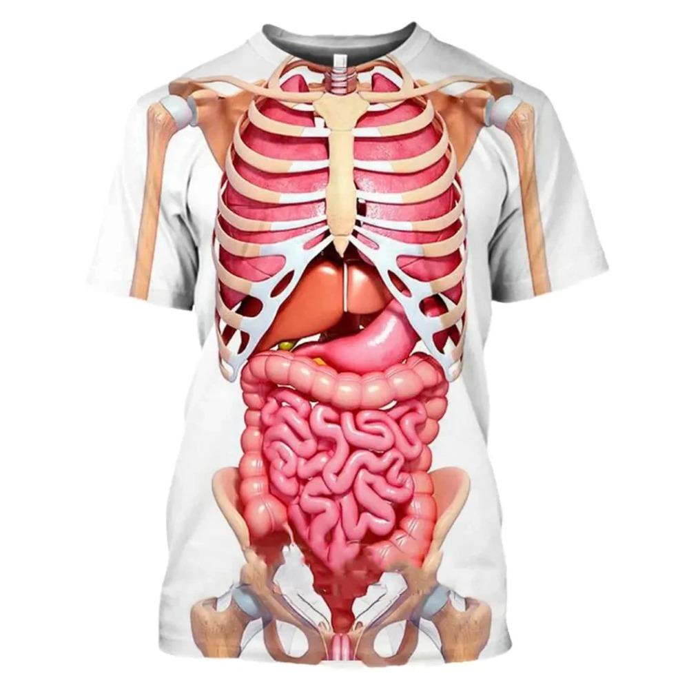 Male Skeleton Internal Organs 3D Printing T Shirt Men Human Structure Diagram Summer Short Sleeve T-shirt Funny Tops Tee Clothes