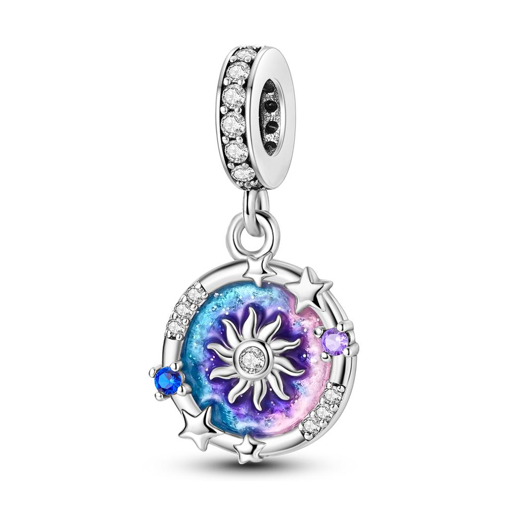 Choice Authentic Accessories Bracelets Sapphire Charm Bead Charms Bead Charms Genuine copper Blue Color Inlaid Zirconium Dangle Do It Yourself Jewelle