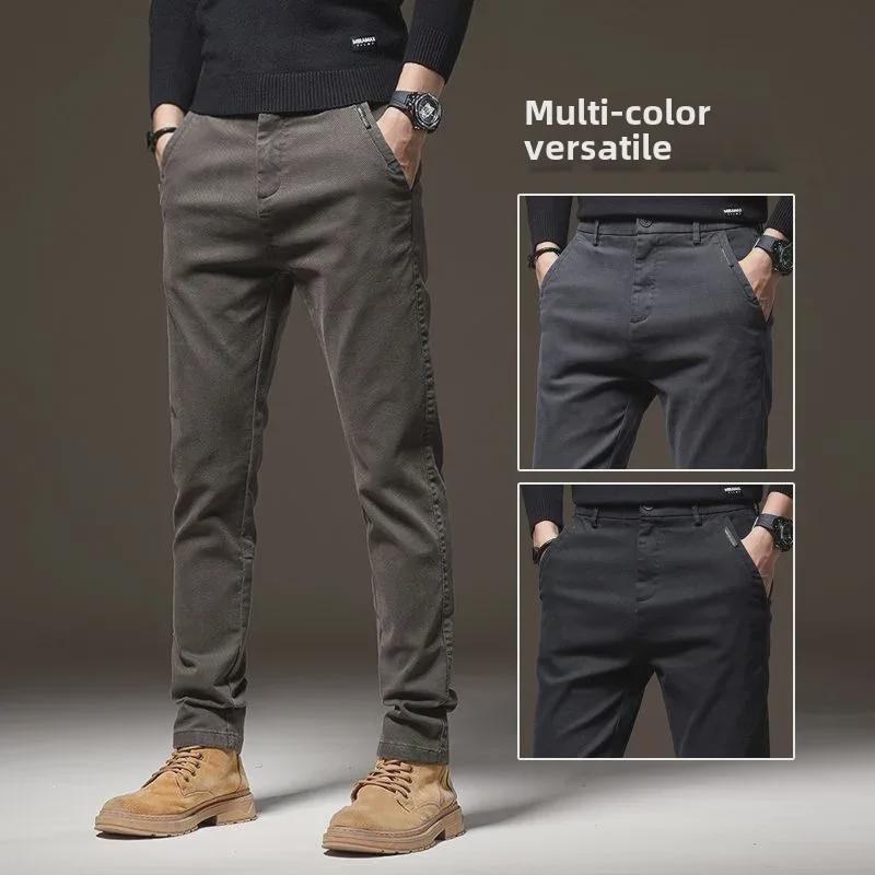 2024 Herren Slim Straight Casual Pants - Dick, Elastisch, Warm, High-End Business Style für Herbst und Winter
