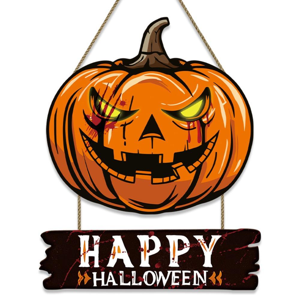 Funny Halloween Pumpkin Door Sign Creative Door Hanging Pendant Pumpkin Hanger Wreath  Atmosphere