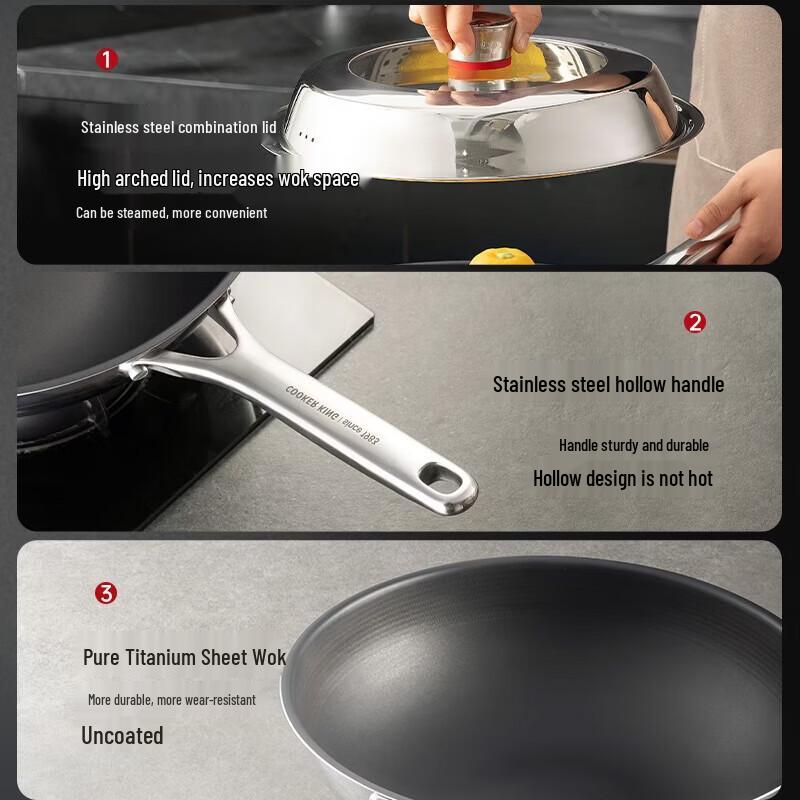 COOKER KING 32cm Titanium Non-Stick Wok