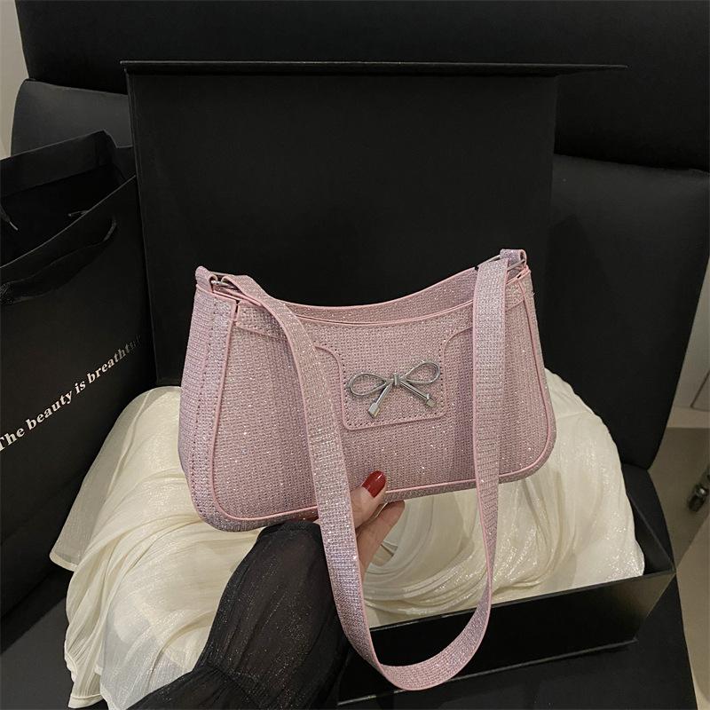 New High-end Textured Armpit Bag, Fashionable Portable Shoulder Bag, Trendy Bow, Beautiful Casual Bag