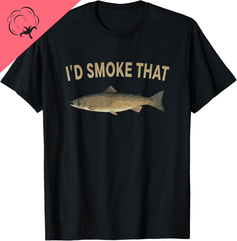 Id Smoke That Salmon Fishing Funny Barbecue Shirts TShirt Mens Clothes 100 Cotton Harajuku Tshirts for Men Mens Clothing