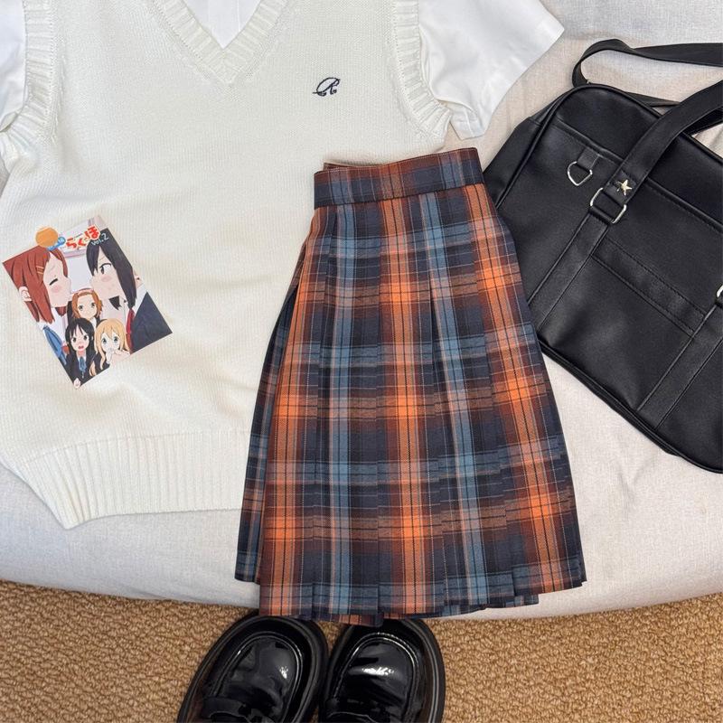 Japanese Style Authentic Pleated Tartan Skirt - School Uniform & Academic Style, Popular Whitening Summer Item