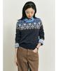 Binpolleidiseu [B. My] Fair Isle Round Neck Knit Navy (Bf5X51N02R)