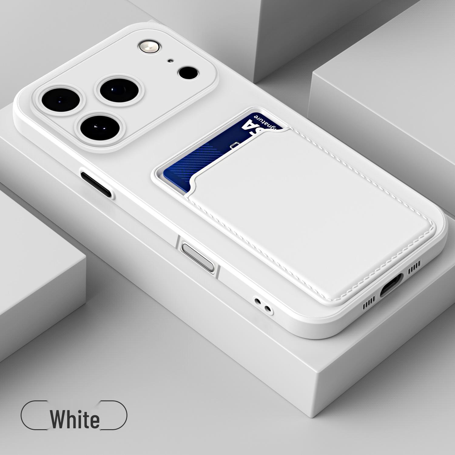 

iPhone 17 Pro Max Card Slot Case - Skin-Feel, Color Block Card Holder for 16/15 Pro 11 Pro Max
