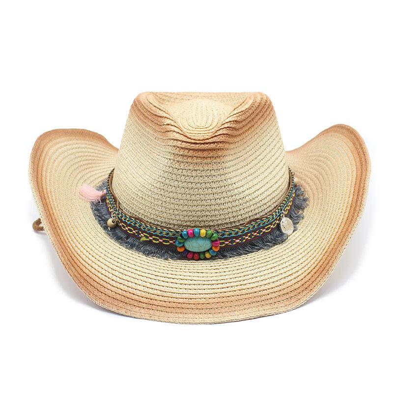 Cowboy Hat Female American Western Cowboy Beach Tide Summer Hat Female Panama Straw Hat Top Hat Male