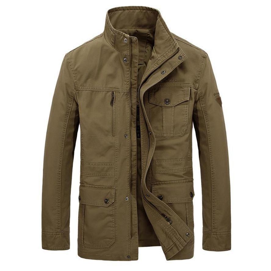 Men's Mid-Length Loose-Fit Jacket for Spring & Autumn - Large Size, Casual Style for Middle-Aged Men
