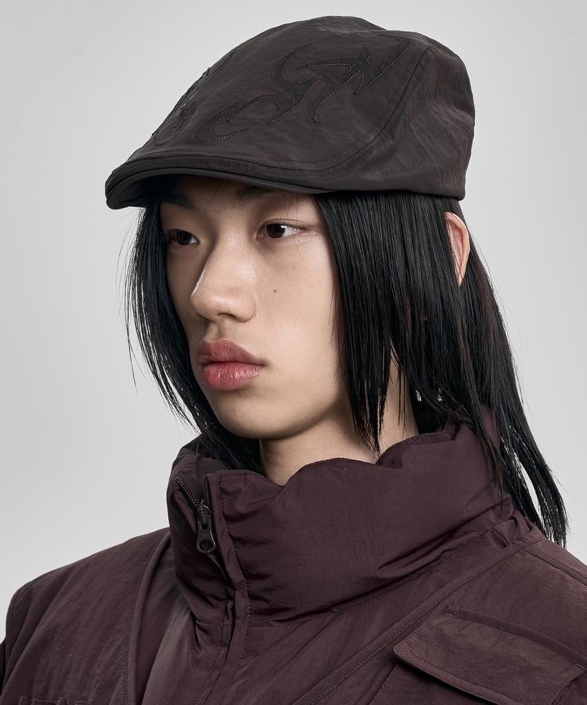 AJOBYAJO Tribal Logo Nylon Flat Cap [Dark Brown]