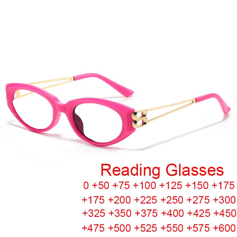 Sexy Small Oval Women's Reading Glasses Brand Designer Prescription Glasses Frame Anti Blue Light Fashion Rose Red Eyeglasses