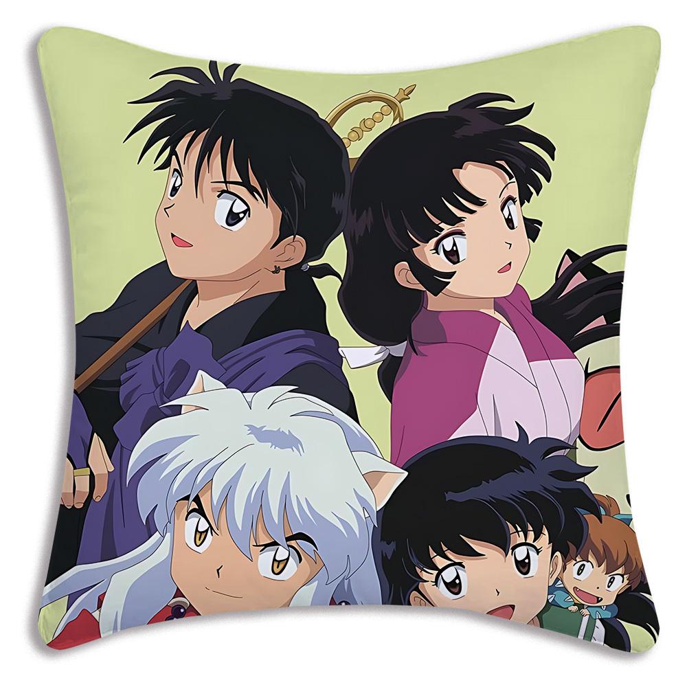 Hot Anime Inuyashas Pillow Covers Cartoon Sofa Decorative Home Double-Sided Printing Short Plush Cute Cushion Cover