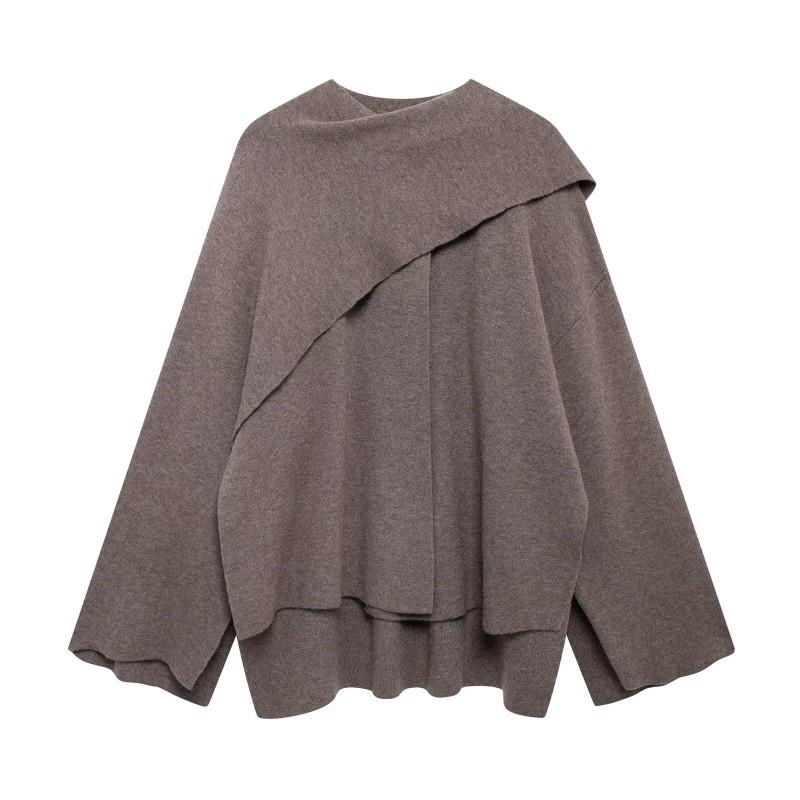 Asymmetric Short Knit Coat Scarf ZA Style Winter Fashion Women