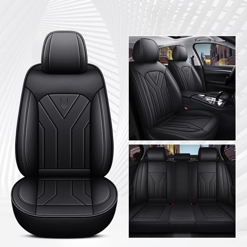 Funda de Asiento de Coche de Cuero para 5 Plazas, Adecuada para Sedanes, SUVs y Camionetas, con Accesorios de Coche Ajustables para los Asientos Delanteros y Traseros