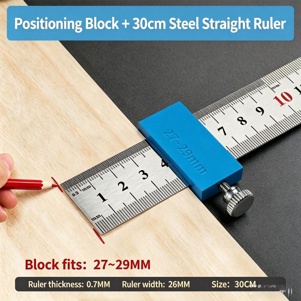 Precision Woodworking Positioning Marking Ruler, Adjustable Slider Stop Block, for Carpenter DIY Woodwork Measuring & Marking