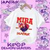2026 New Kpop Demon Hunters Children's Polyester T-shirt - Girls' Casual Top with Cartoon Print - Summer Short-Sleeved Sports Shirt
