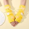 New Y2K Long Wrist Gloves Stars Thicken Arm Warmers Soft Solid Color Half Finger Gloves Women