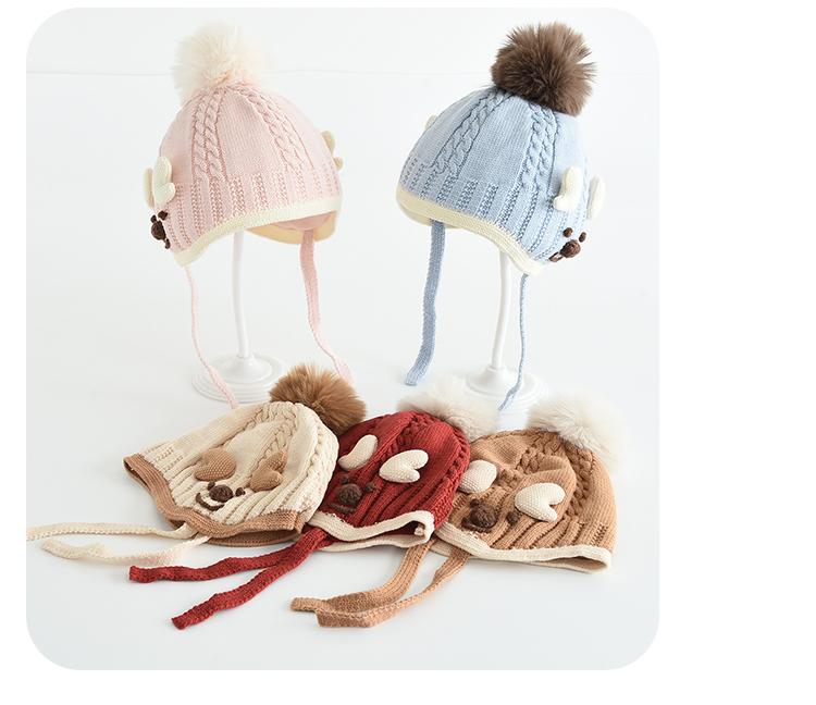 Winter Children's Knitted Hats with Thickened Warmth, Windproof and Ear Protection for Girls and Boys