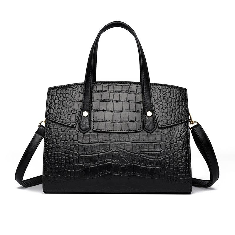 

Женская ретро-сумка с узором крокодила, большая вместимость, много отделений, сумка-тоут для поездок на работу, женская наплечная сумка-мессенджер 28*23*12cm чёрный