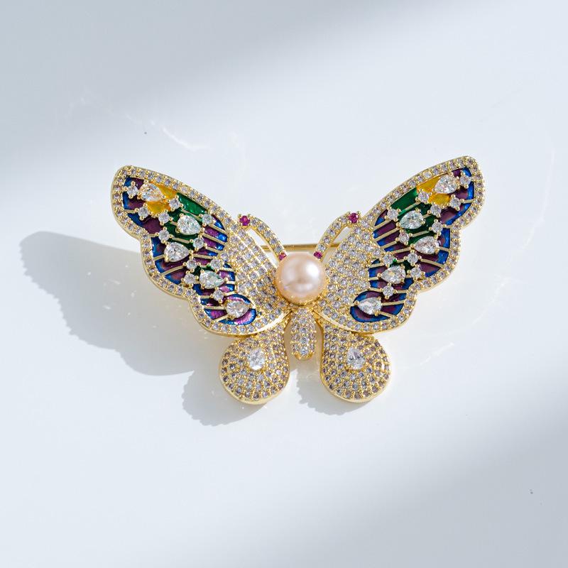 Bo Xin Yun Luxury Enamel Pearl Butterfly Brooch for Women – Exquisite Shawl Jacket Accessory Gift