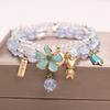 Fresh Flower Gift Fine Jewelry: Korean Simple & Elegant Beaded Bracelet with Floral Pendant for Women/Girls