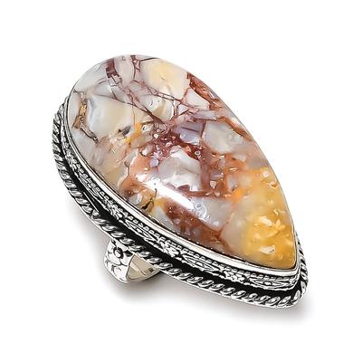 Natural Brecciated Mookaite 925 Sterling Silver Jewelry Ring Size 8 S1O93