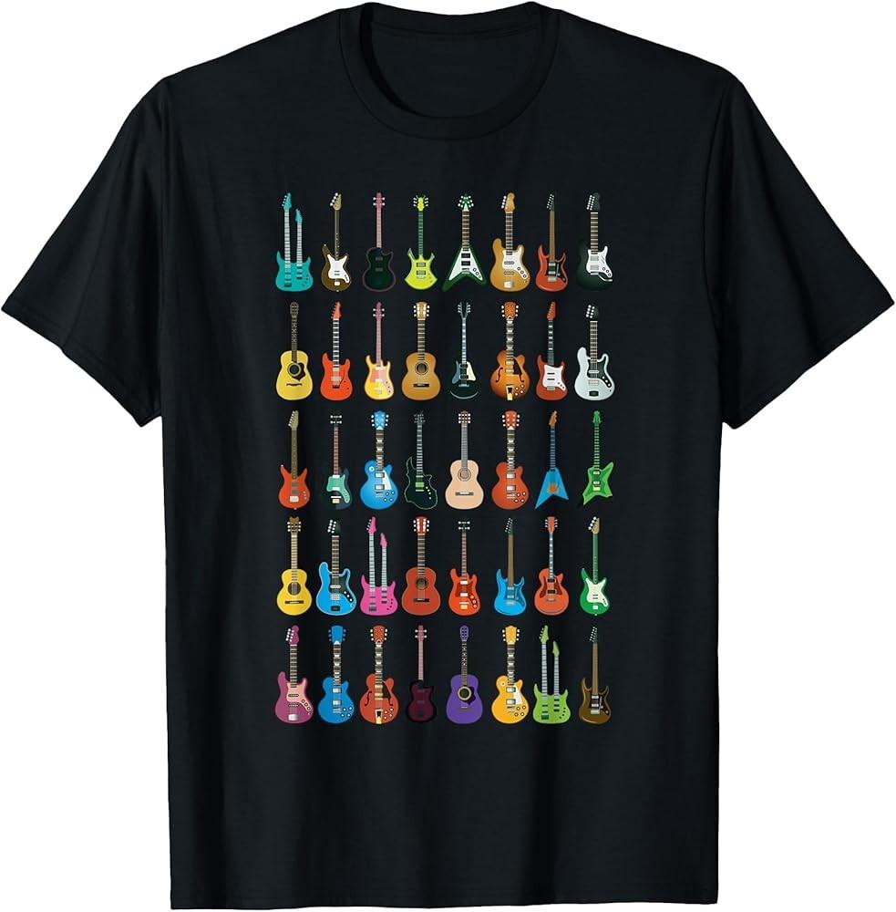 Love Guitar Different Guitars Music Lover Funny Gift T-Shirt Unisex T-Shirt