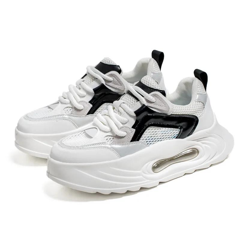 

Кроссовки мужские дизайнерские белые на воздушной подушке модные повседневные кожаные сетчатые дышащие туфли на плоской платформе с увеличенной высотой 39