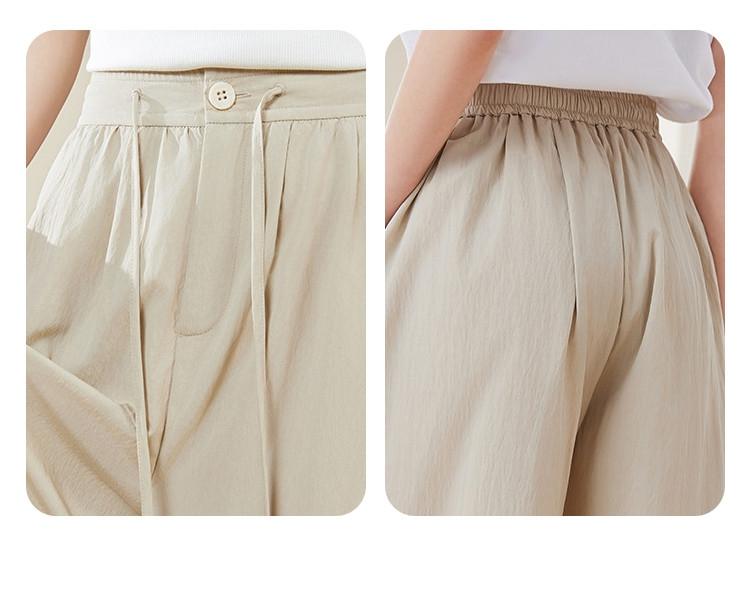 Summer Minimalist Back Waist Design Elastic High Waist Casual Straight Leg Wide Leg Pants for Women