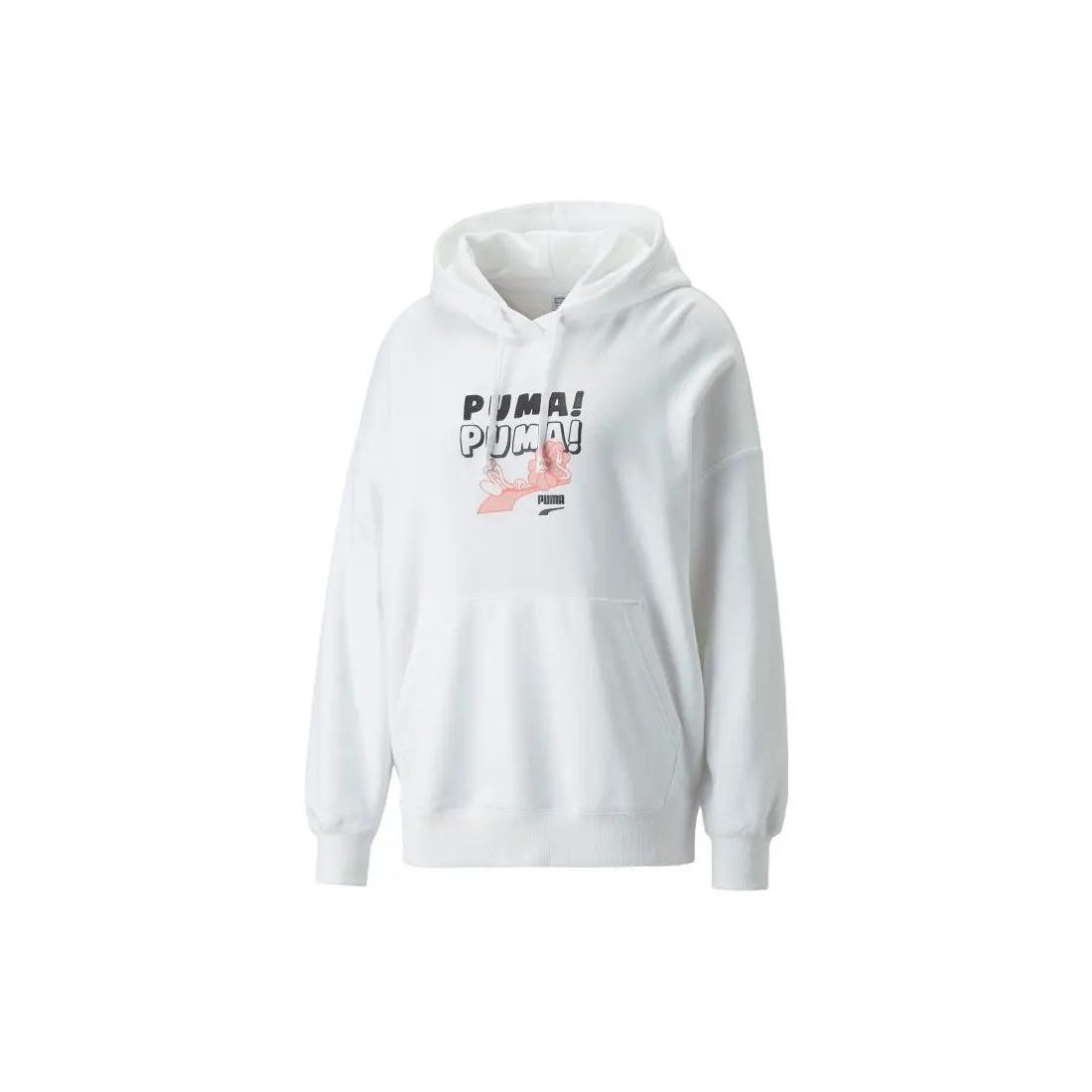 (WMNS) PUMA Downtown Oversized Graphic Hoodie White Women s 537633-02 L