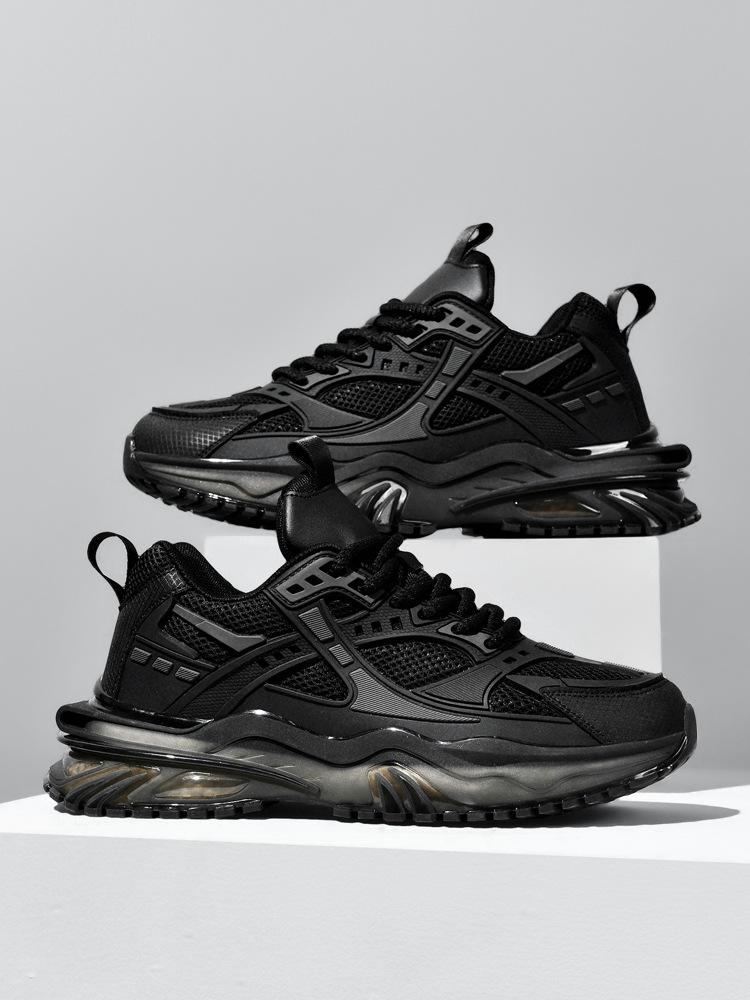 

Подростковые универсальные черные кроссовки-папы летние дышащие сетчатые туфли повседневные нескользящие легкие спортивные туфли износостойкие мужские туфли 46