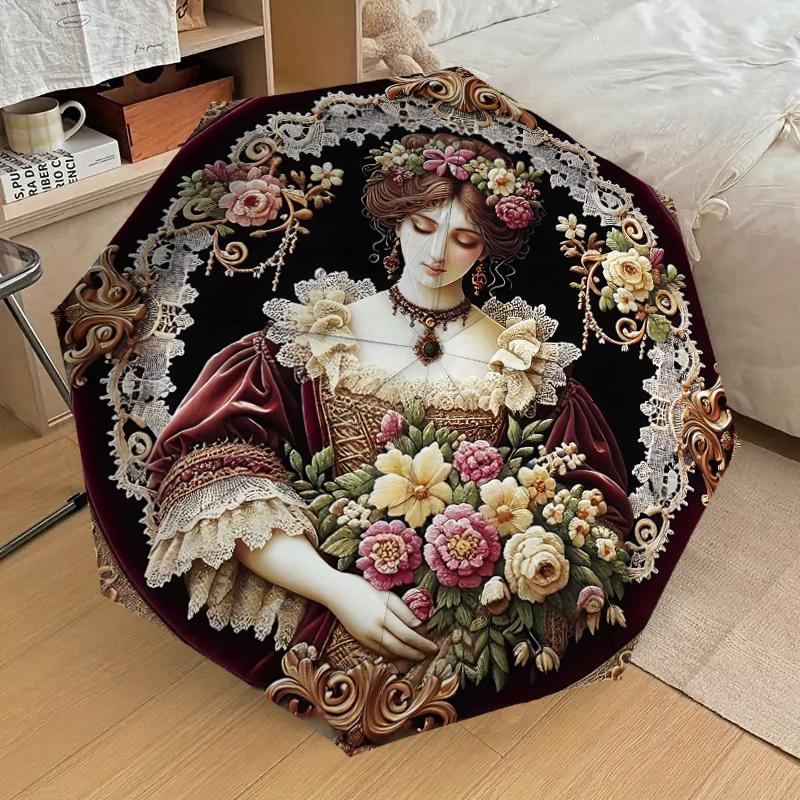 1PC Floral Portrait Umbrella-8-Rib Reinforced, Automatic Open, Lightweight & Durable, Cute Fashion Accessory for Outdoor, Beach or Casual Use, Beach U