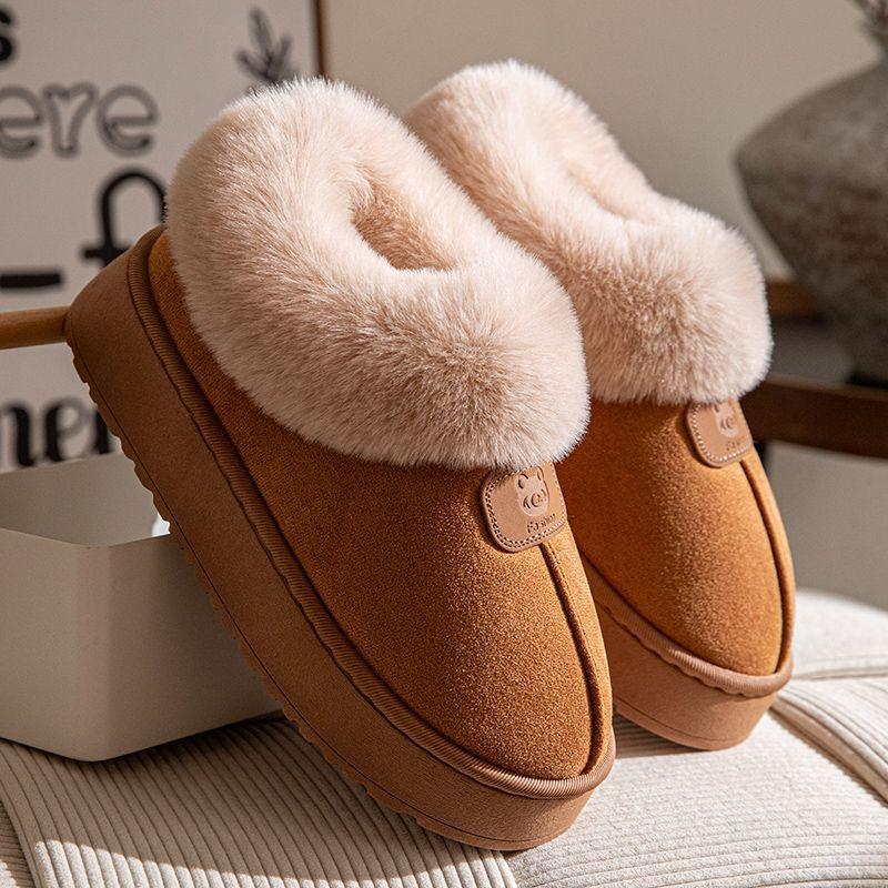 Winter Warm Slippers Women's Winter All-inclusive and Snow Boots Outer Wear Non-slip Velvet Thickened Cotton Slippers Women
