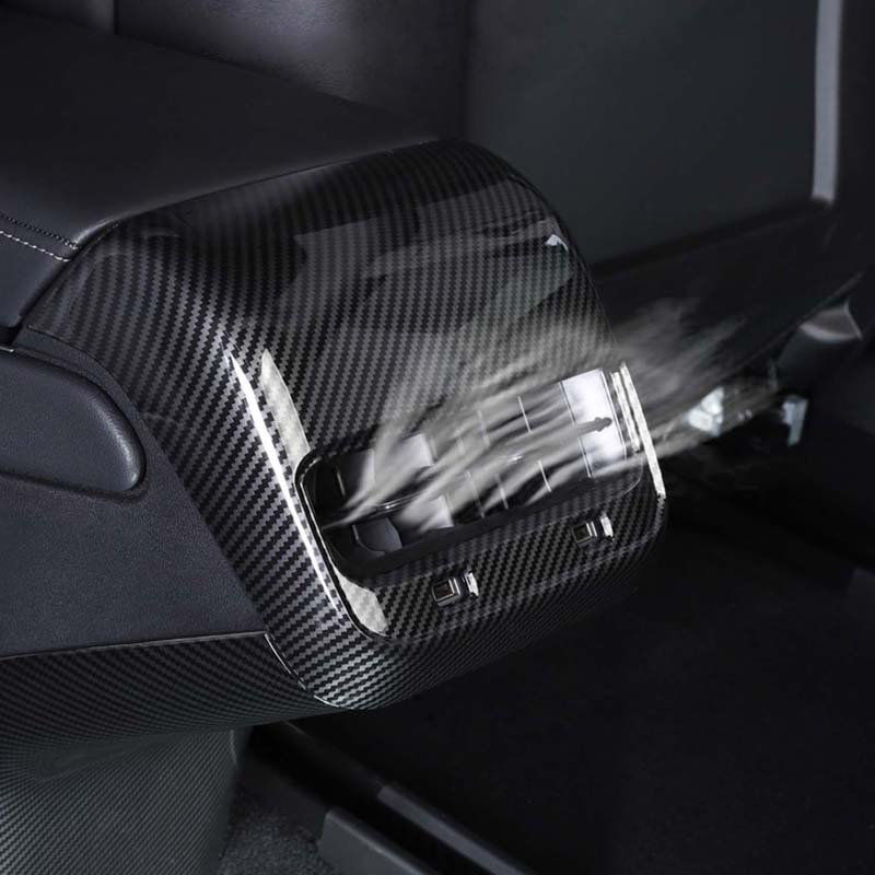 For Tesla Model 3 Y 2023 Rear Air Outlet Protector Cover Modified  Interior Accessories Red White Carbon Fiber Pattern Part