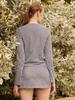 Bohemianbeullu Gingham V-Neck Drawstring In-Pad Rash Guard