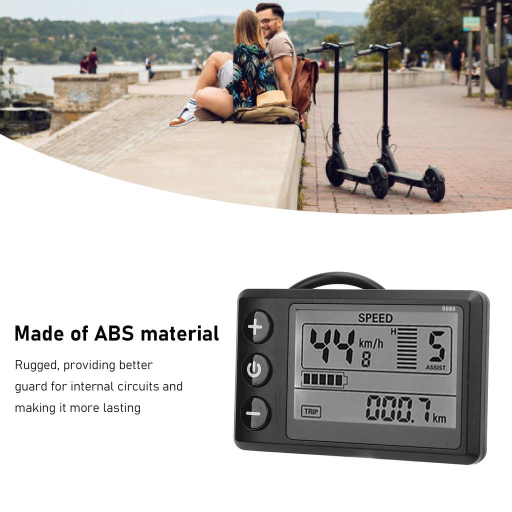 New S866 Electric Scooter LCD Display Meter 24V 36V 48V 60V 6 Pin Control Panel for Waterproof Electric Scooter Accessories