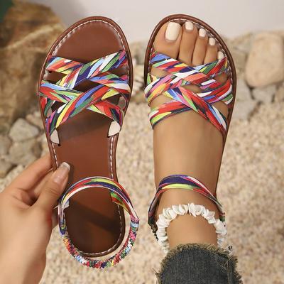 Fashion Summer 2025 New Women Sandals Flat Bottom Roman Strap Sandals Non Slip Rubber Soles Fashion Shoes for Women Sandalias De Mujer