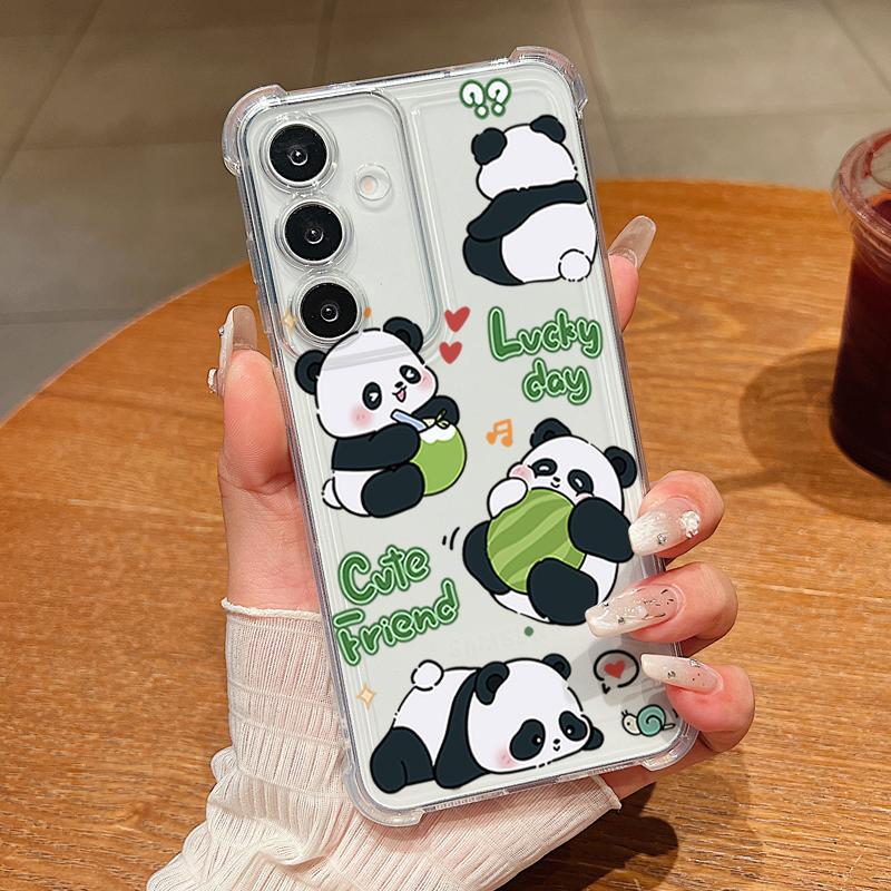 

Cute Panda Pattern Phone Case For Samsung Galaxy S26 S25 S24 S23 Ultra S22 S26 Plus S21 S24 S25 FE Clear Shockproof Soft Cover Galaxy S26