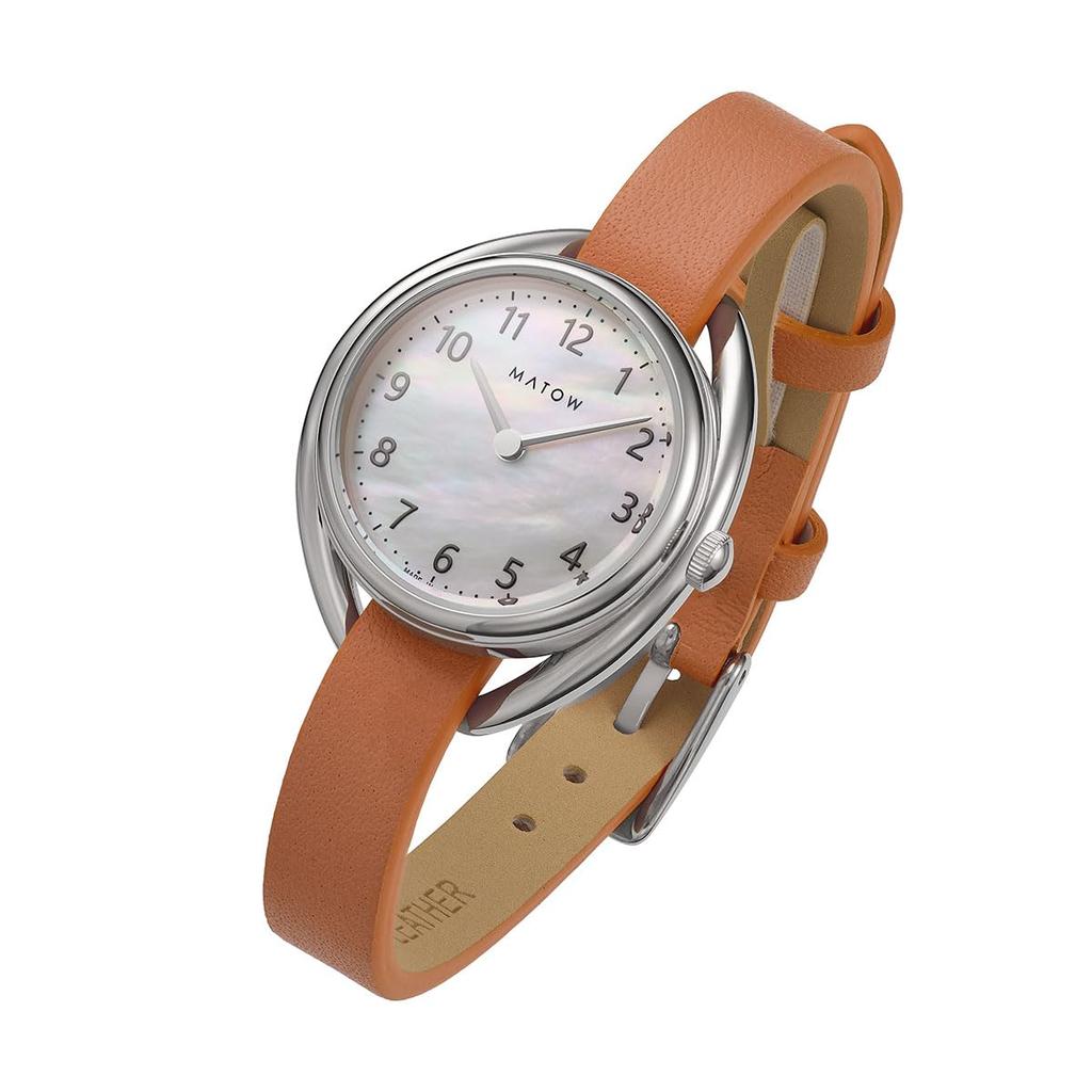 [MATOW] Women's Solar Watch Leather Strap Mw001001tanss [Shiki HARU] Round Silver/Tulip